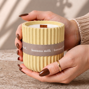 Banana Milk Scented Soy Wax Candle | Pastel Yellow Jesmonite | 135g