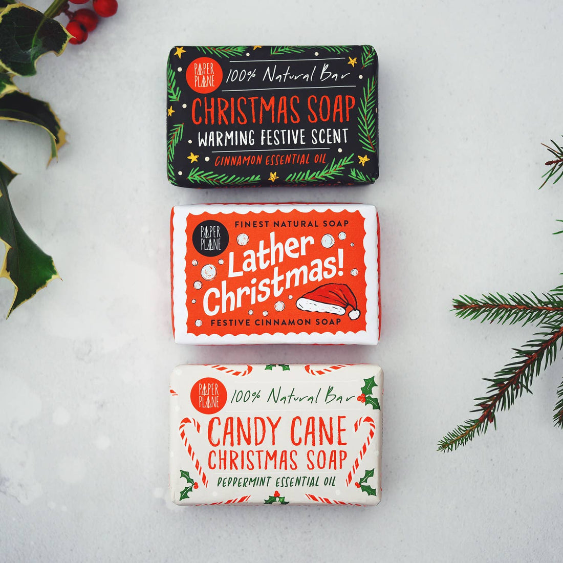 100% Natural Vegan Christmas Soap Bar – Peppermint Candy Cane