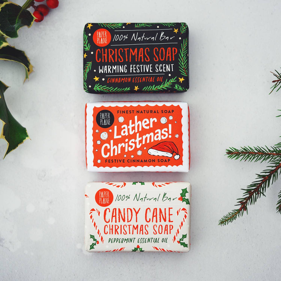 100% Natural Vegan Christmas Soap Bar – Peppermint Candy Cane