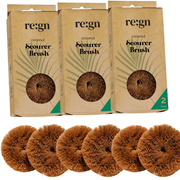 6x Round Natural Coconut Fibre Scourers for Everyday Cleaning - REGN