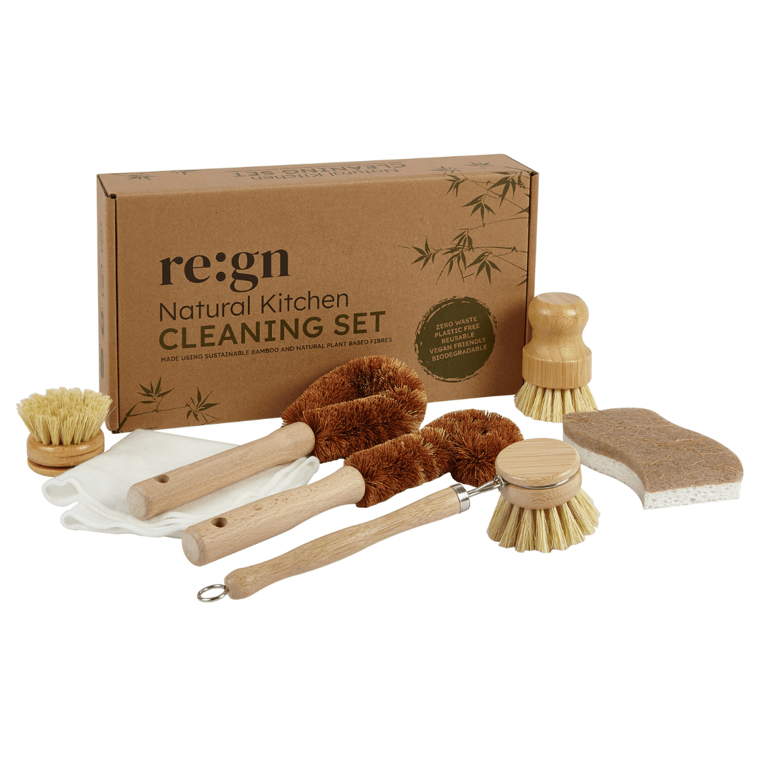 7 - Piece Plastic - Free Dish Scrubbing Brush Set | Eco - Friendly Vegan Cleaning Kit - REGN