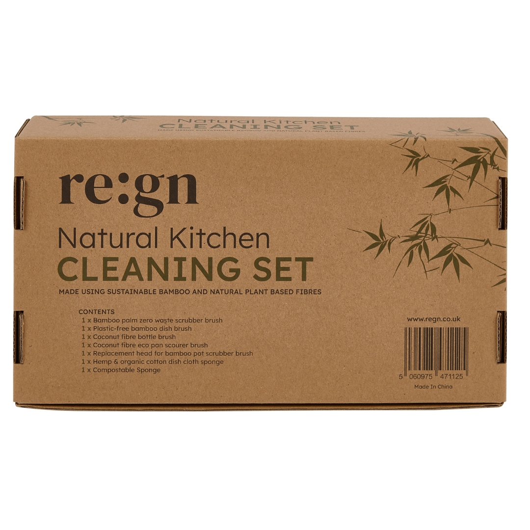 7 - Piece Plastic - Free Dish Scrubbing Brush Set | Eco - Friendly Vegan Cleaning Kit - REGN