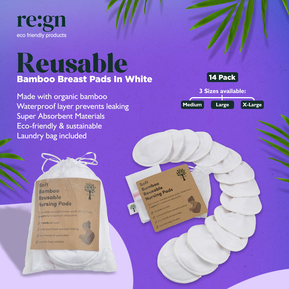 Reusable Bamboo Breast Pads In White - 14 Pack