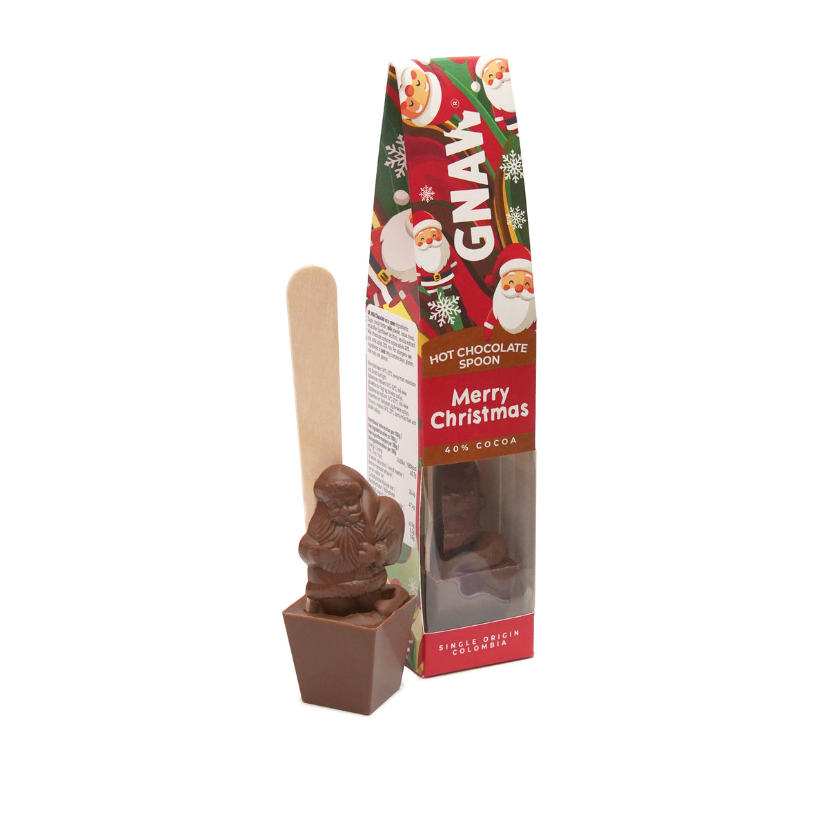GNAW Merry Christmas Santa Hot Chocolate Spoon | 40% Colombian Milk Chocolate