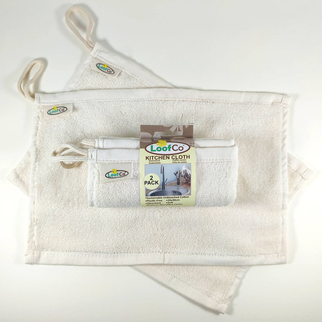 LoofCo Kitchen Cloths 2-Pack – Sustainable Egyptian Cotton Cleaning Cloths