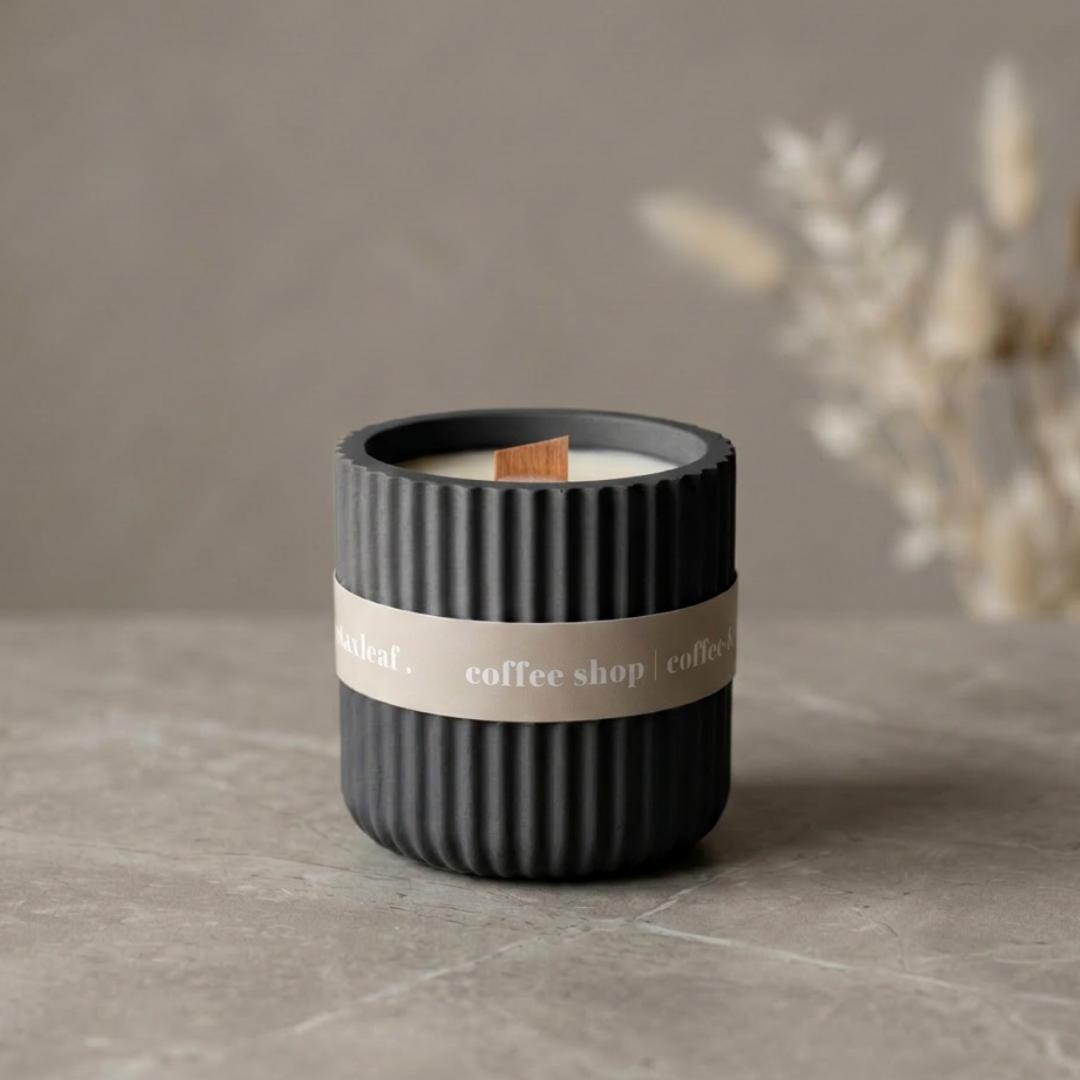 Coffee Scented Refillable Soy Wax Candle | Black Jesmonite | 135g
