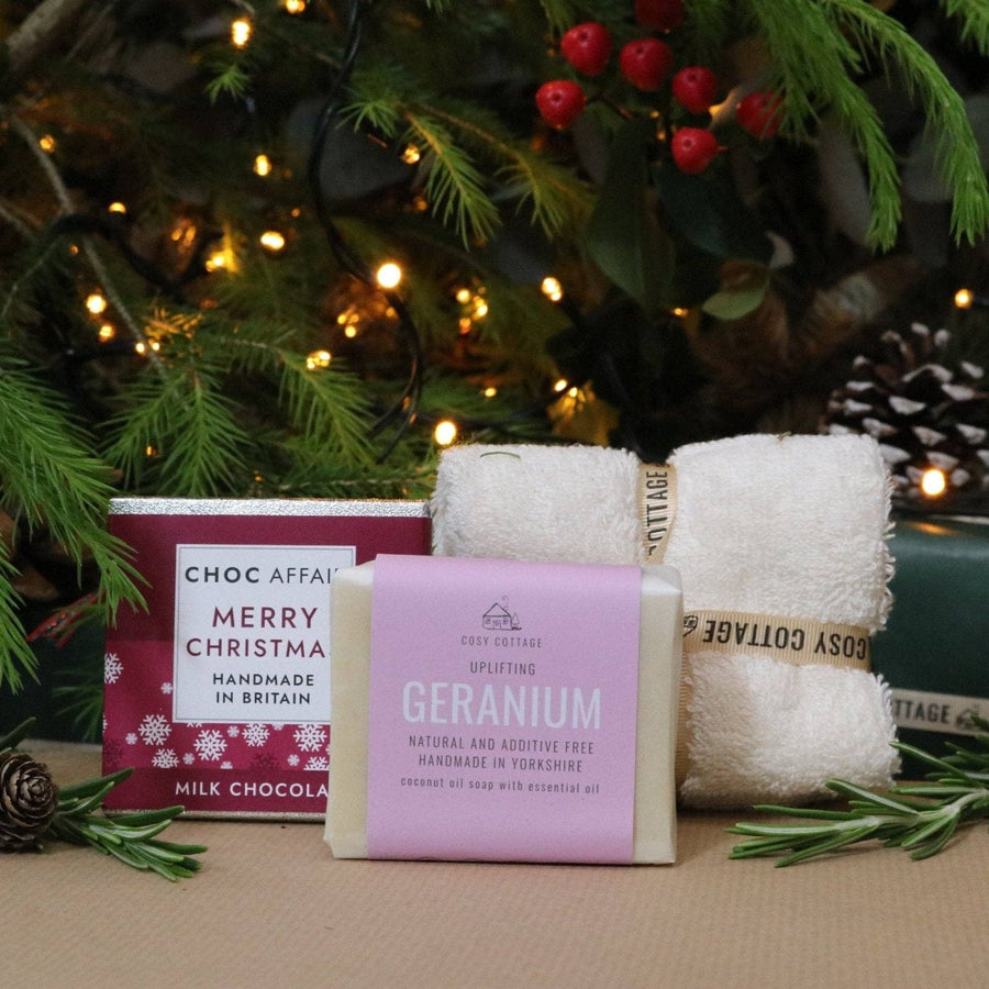 Ladies Christmas Surprise Bundle – Natural Soap, Chocolate & Organic Cloth