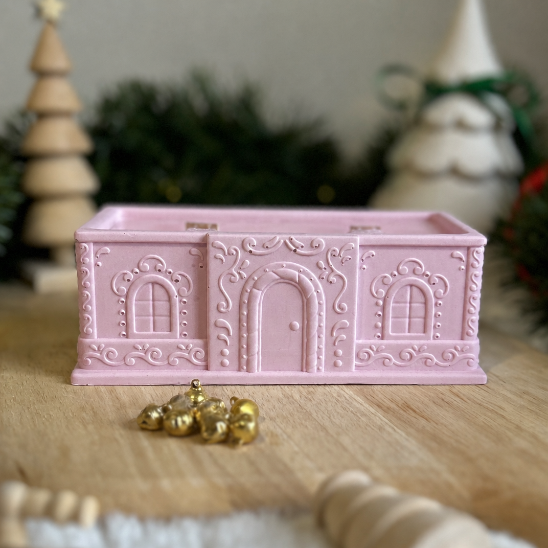 Pink Christmas Cottage Soy Wax Candle – Peppermint Candy Cane | 64 Hour Burn