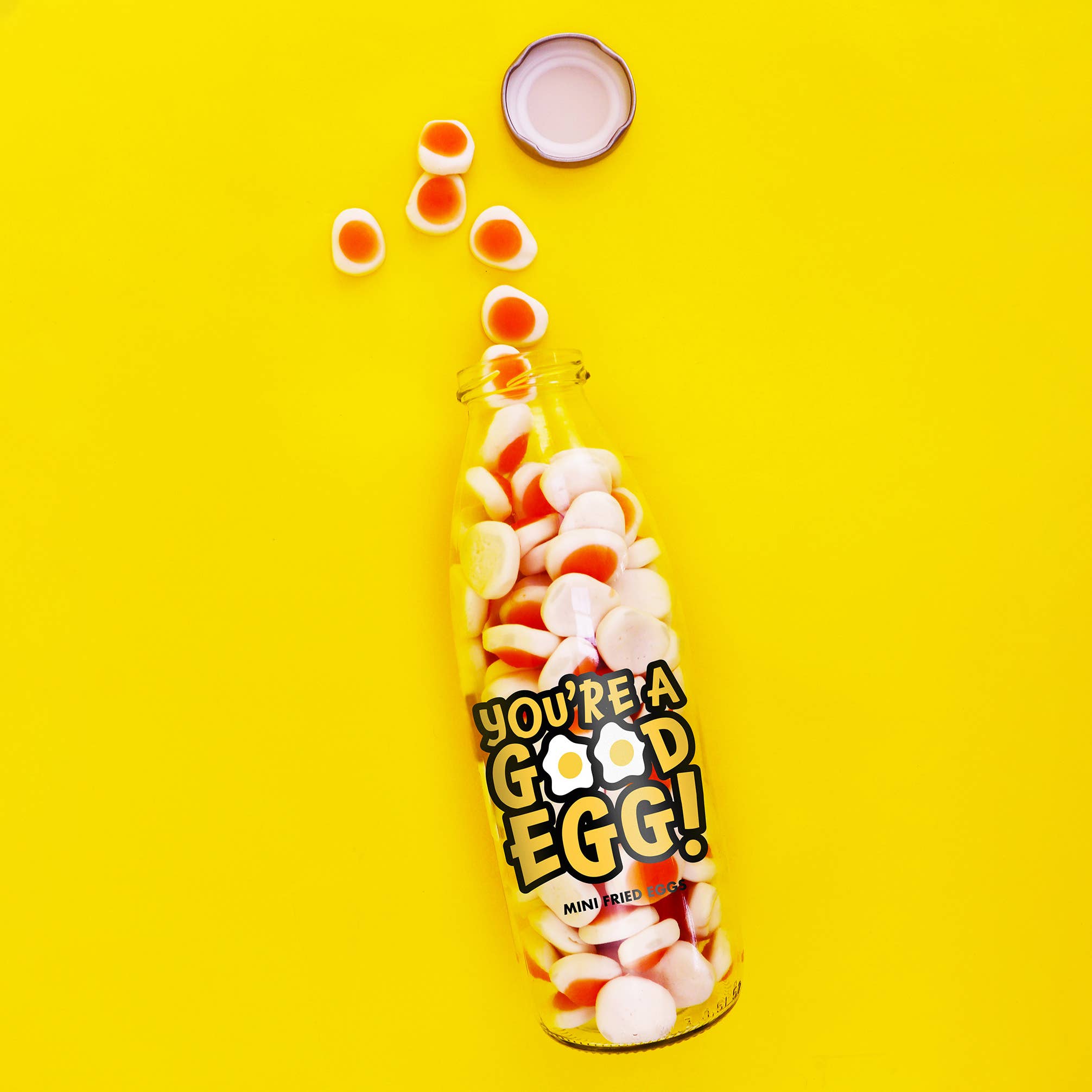 You're A Good Egg Gummy Fried Eggs Gift Bottle | Retro Sweet Gift | Reusable Glass Bottle
