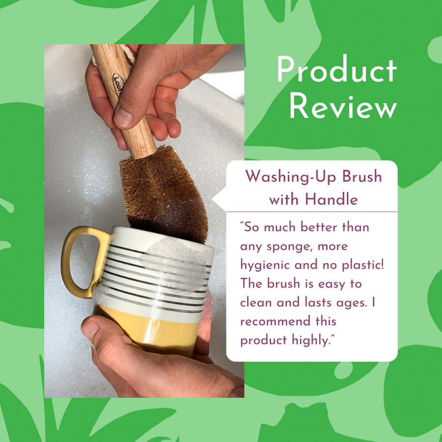 LoofCo Washing-Up Brush with Handle – Natural Coconut Fibre Dish Brush