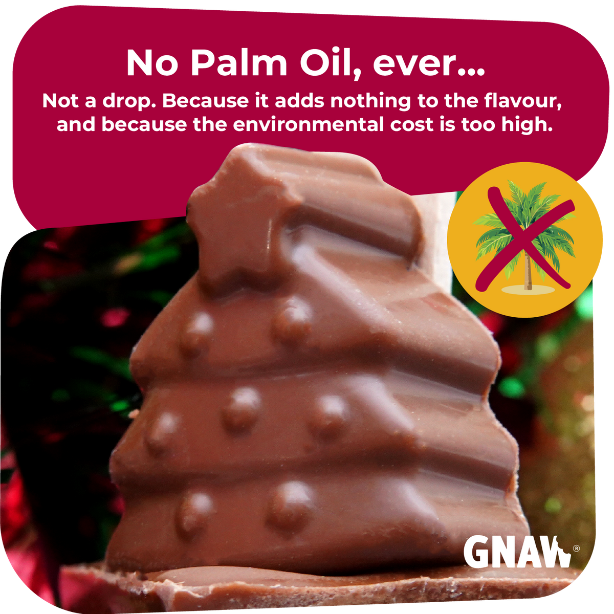 GNAW Merry Christmas Tree Hot Chocolate Spoon | 40% Colombian Milk Chocolate