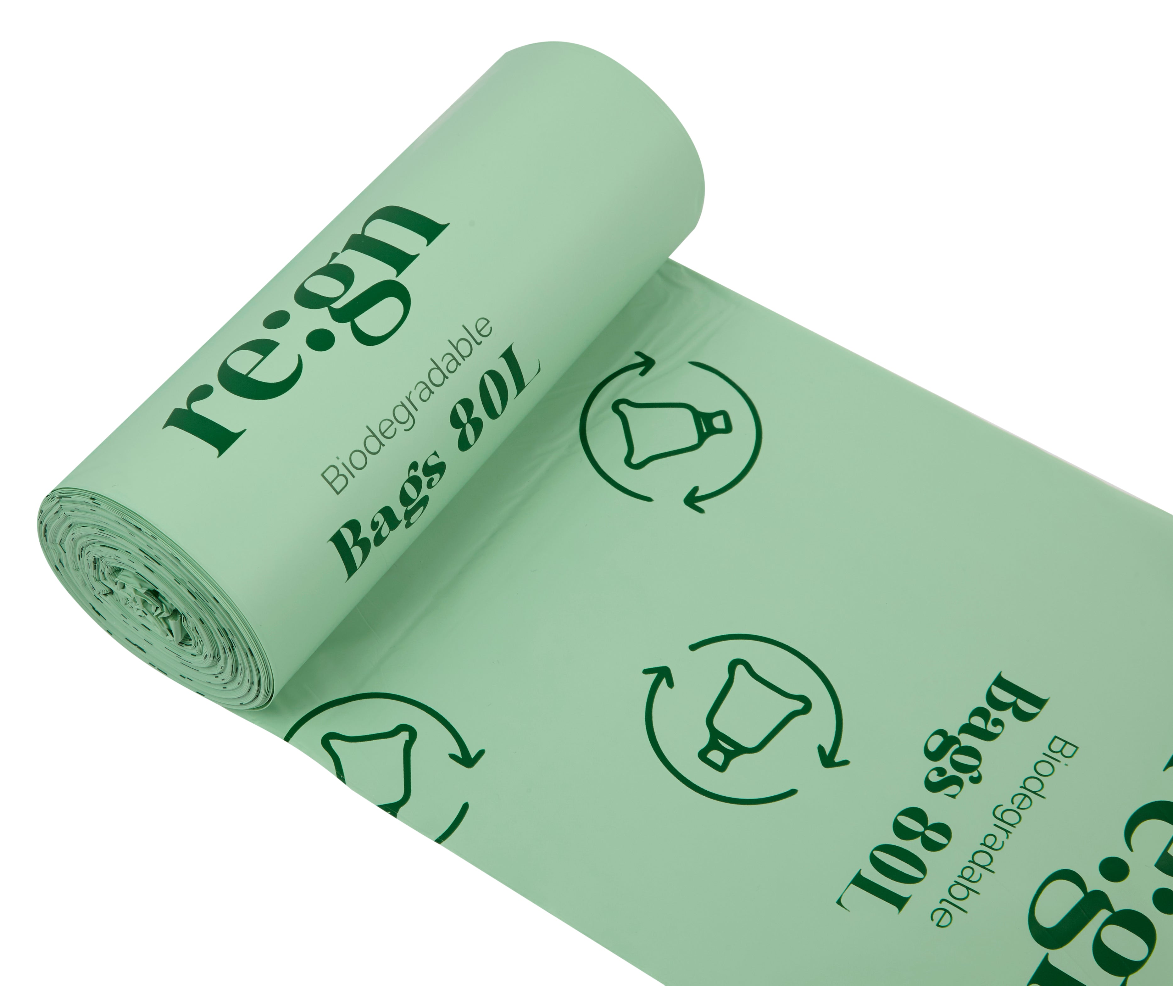 80L Biodegradable Eco Friendly Bin Bags, Eco Waste Disposal - 20 Pack - REGN