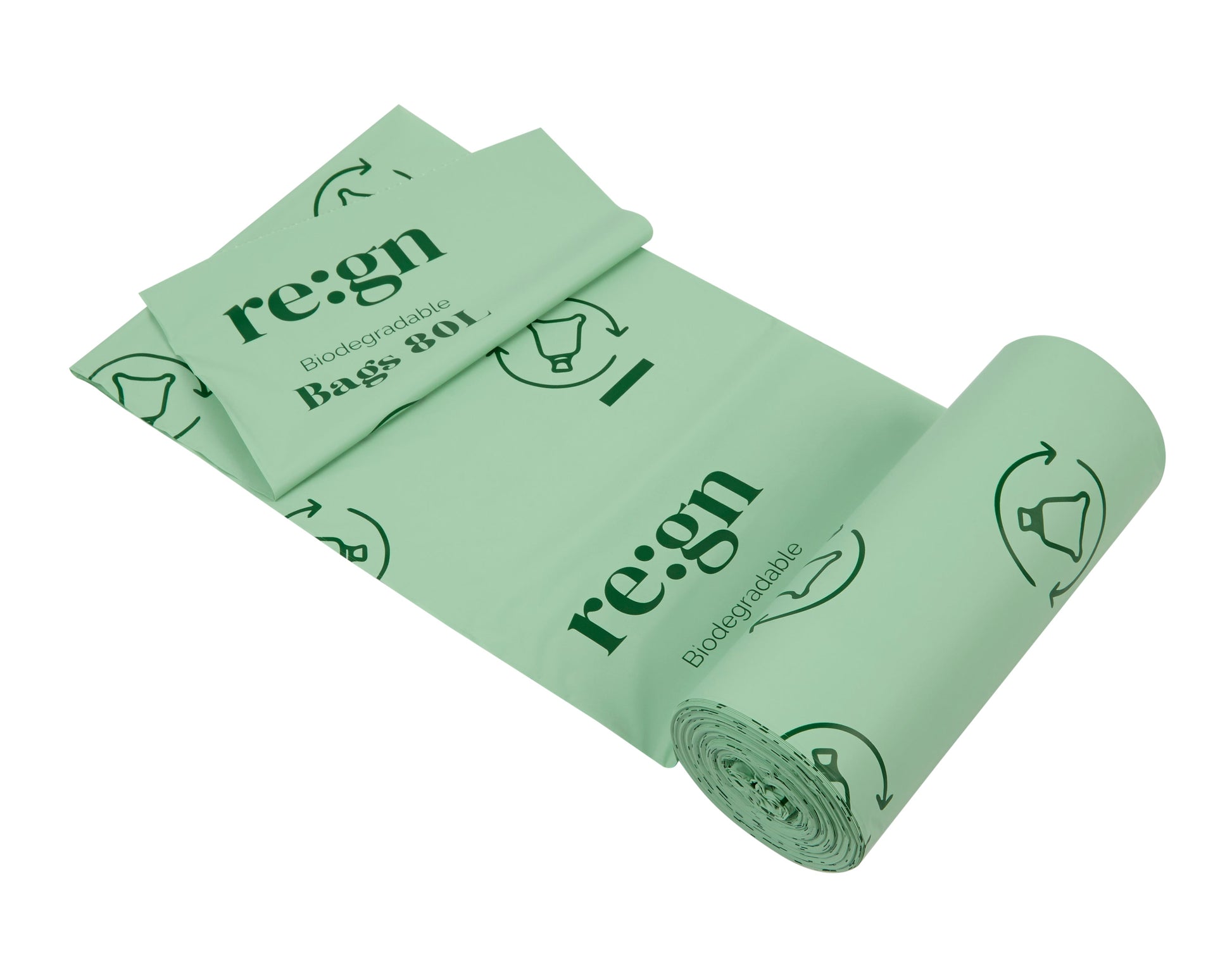 80L Biodegradable Eco Friendly Bin Bags, Eco Waste Disposal - 20 Pack - REGN
