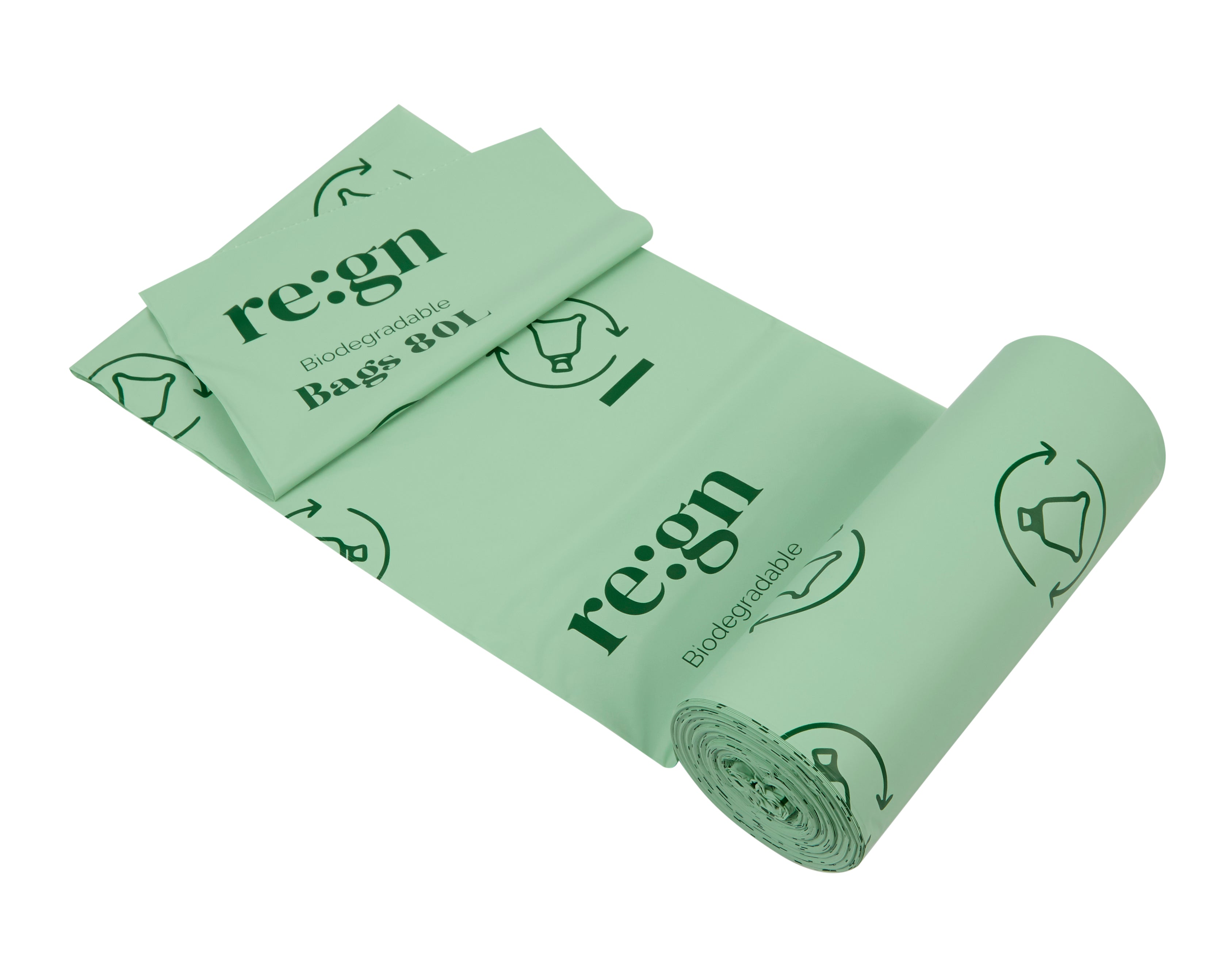 80L Biodegradable Eco Friendly Bin Bags, Eco Waste Disposal - 20 Pack - REGN