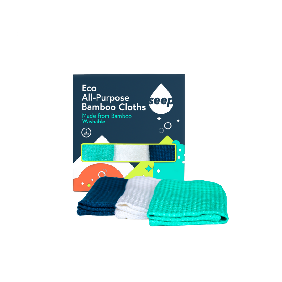 Plastic-Free Bamboo Cleaning Cloths 3-Pack | Reusable All-Purpose Cloths