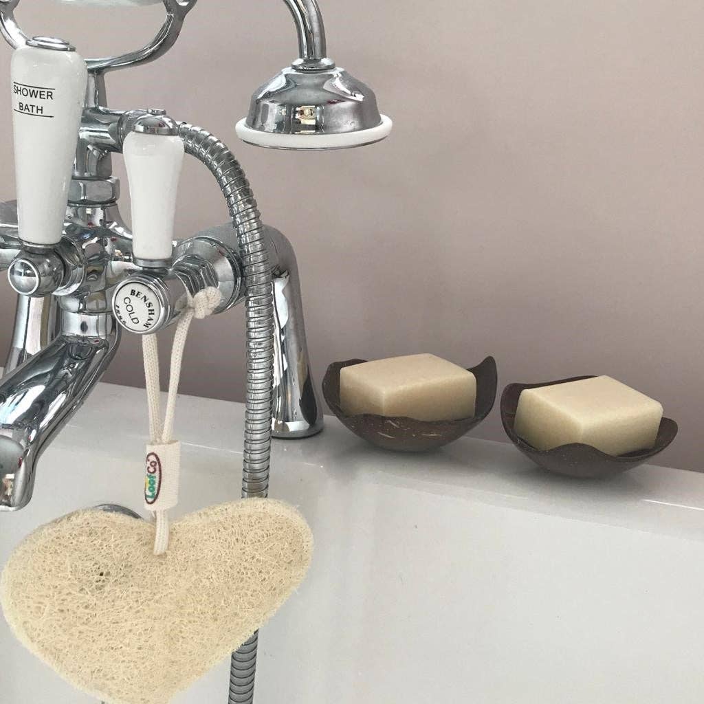 LoofCo Bath-Time Heart Loofah Pad – Natural Exfoliating Body Sponge