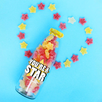 You're a Star Sweet Bottle – Fizzy Lemon & Cherry Gummy Gift - Short Dated, Reduced To Clear