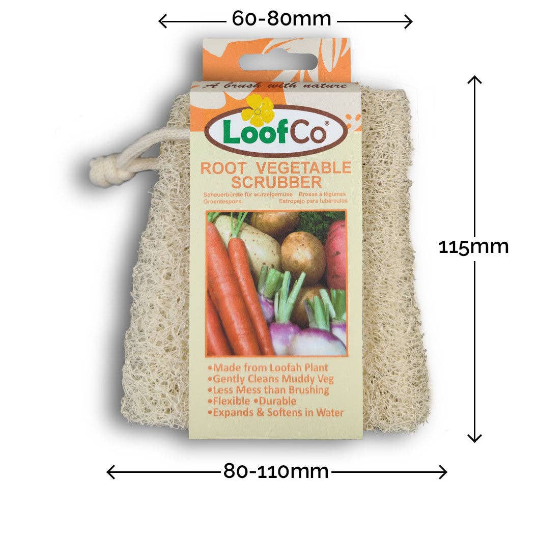 LoofCo Root Vegetable Scrubber – Natural Loofah Veggie Cleaner with Cotton Loop