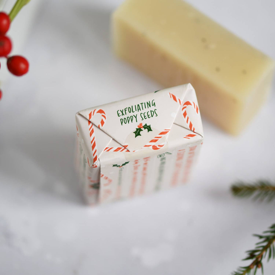 100% Natural Vegan Christmas Soap Bar – Peppermint Candy Cane