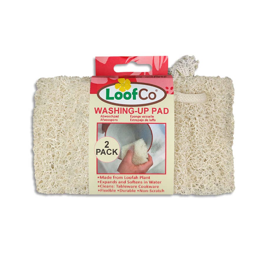 LoofCo Washing-Up Pads 2-Pack – Natural Loofah Dish Sponges