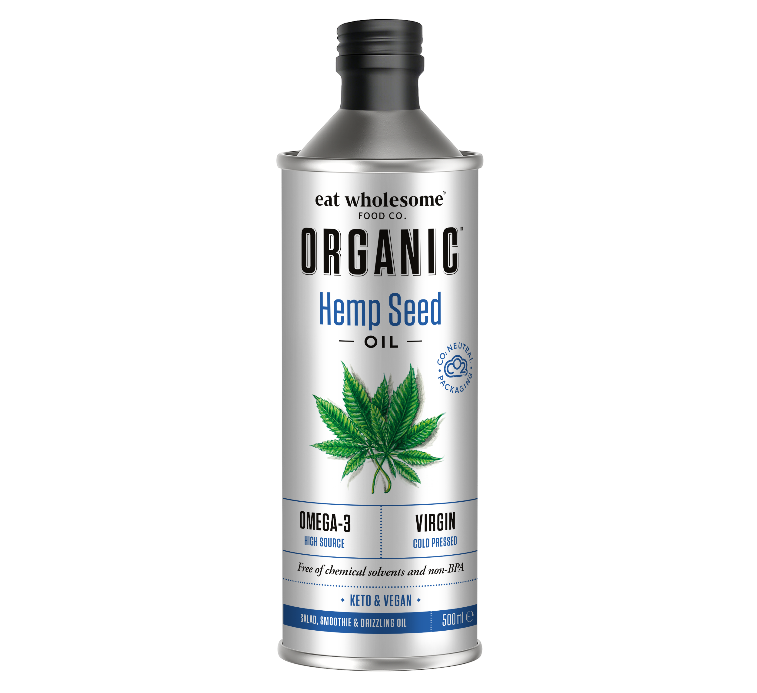 Eat Wholesome Organic Hemp Seed Oil 500ml | Cold-Pressed