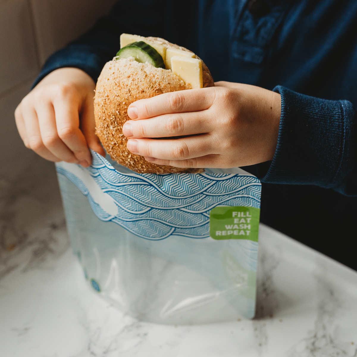 4 WAVE Reusable Sandwich Bags | Pack of 4 | Washable Lunch Bags