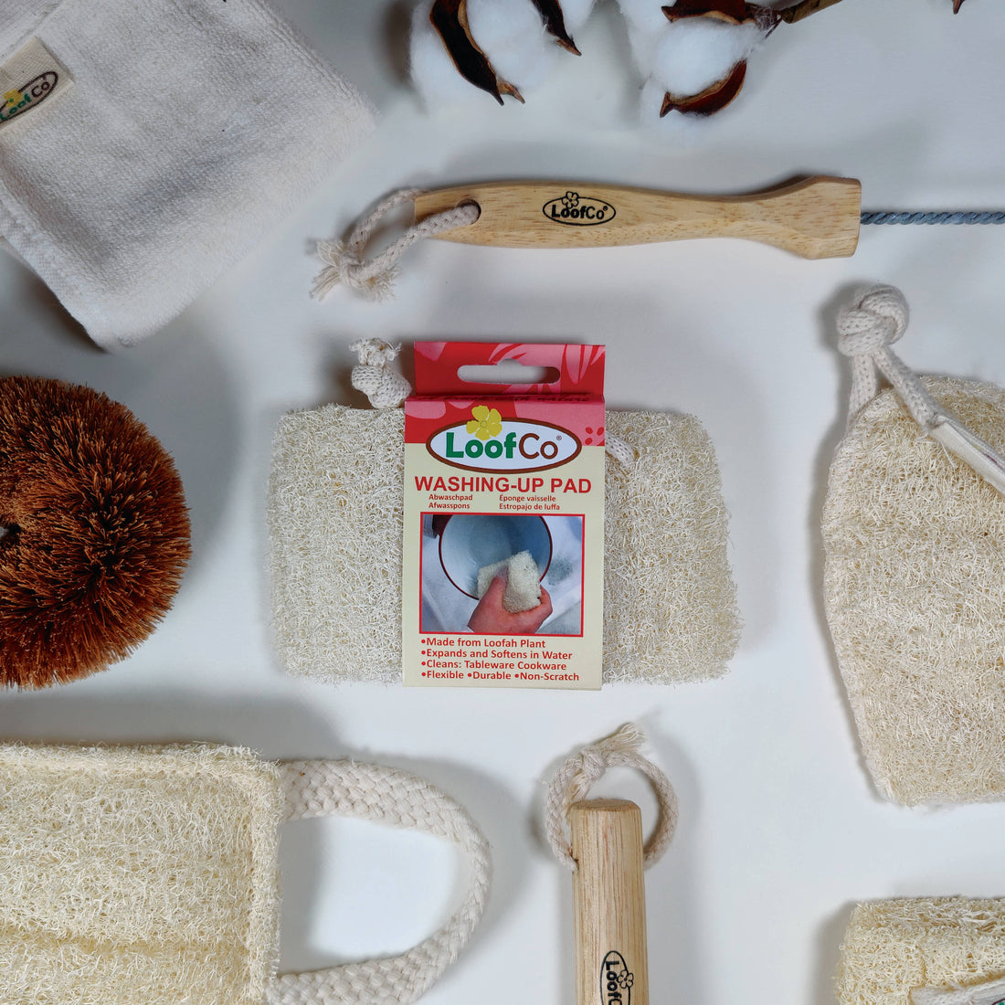 LoofCo Washing-Up Pad – Natural Loofah Dish Sponge
