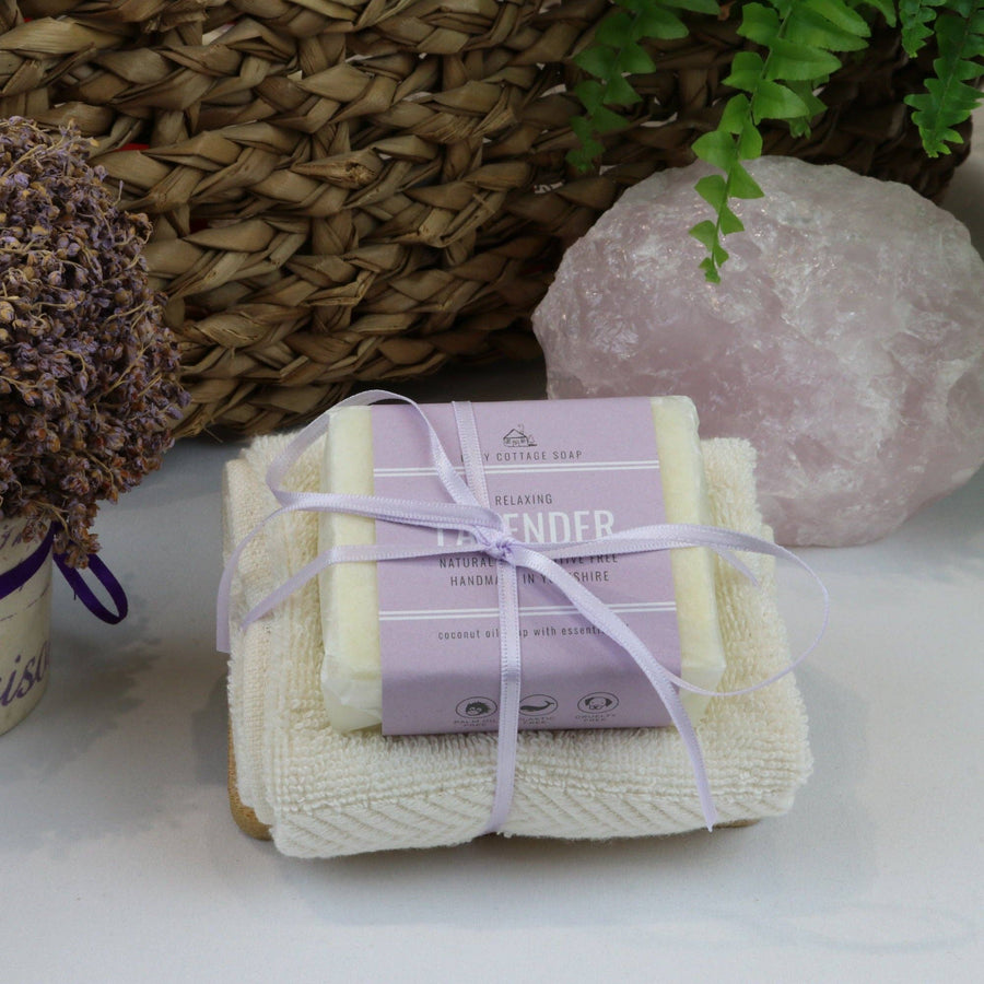 Natural Soap, Cotton Cloth & Bamboo Dish Gift Set – Handmade in Yorkshire
