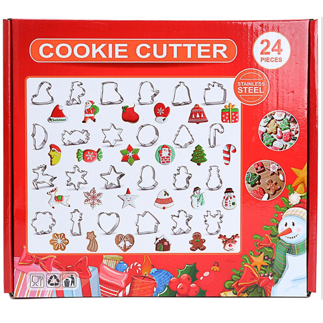 Christmas Cookie Cutter Set – 24pcs Stainless Steel Biscuit Moulds