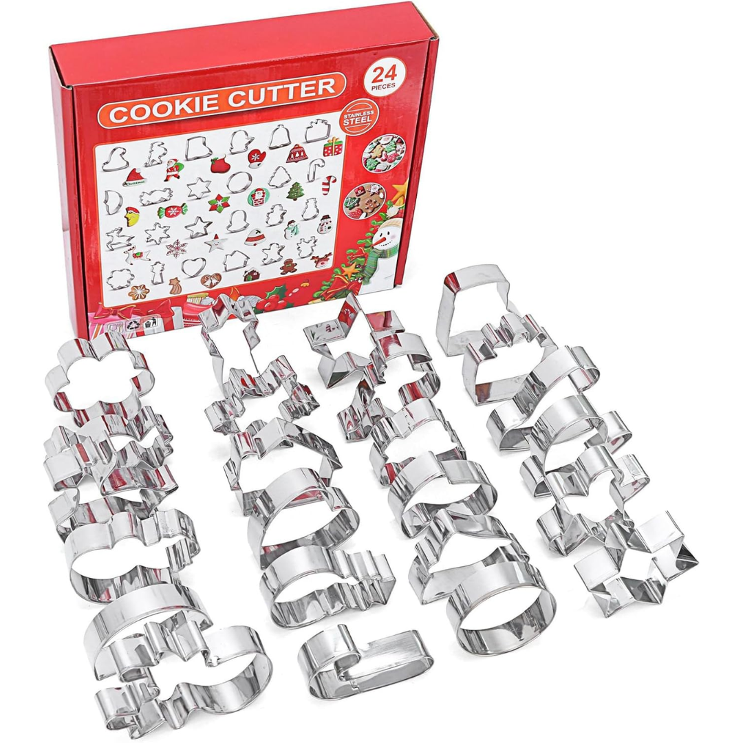 Christmas Cookie Cutter Set – 24pcs Stainless Steel Biscuit Moulds