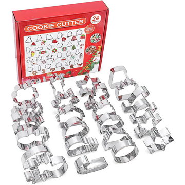 Christmas Cookie Cutter Set – 24pcs Stainless Steel Biscuit Moulds
