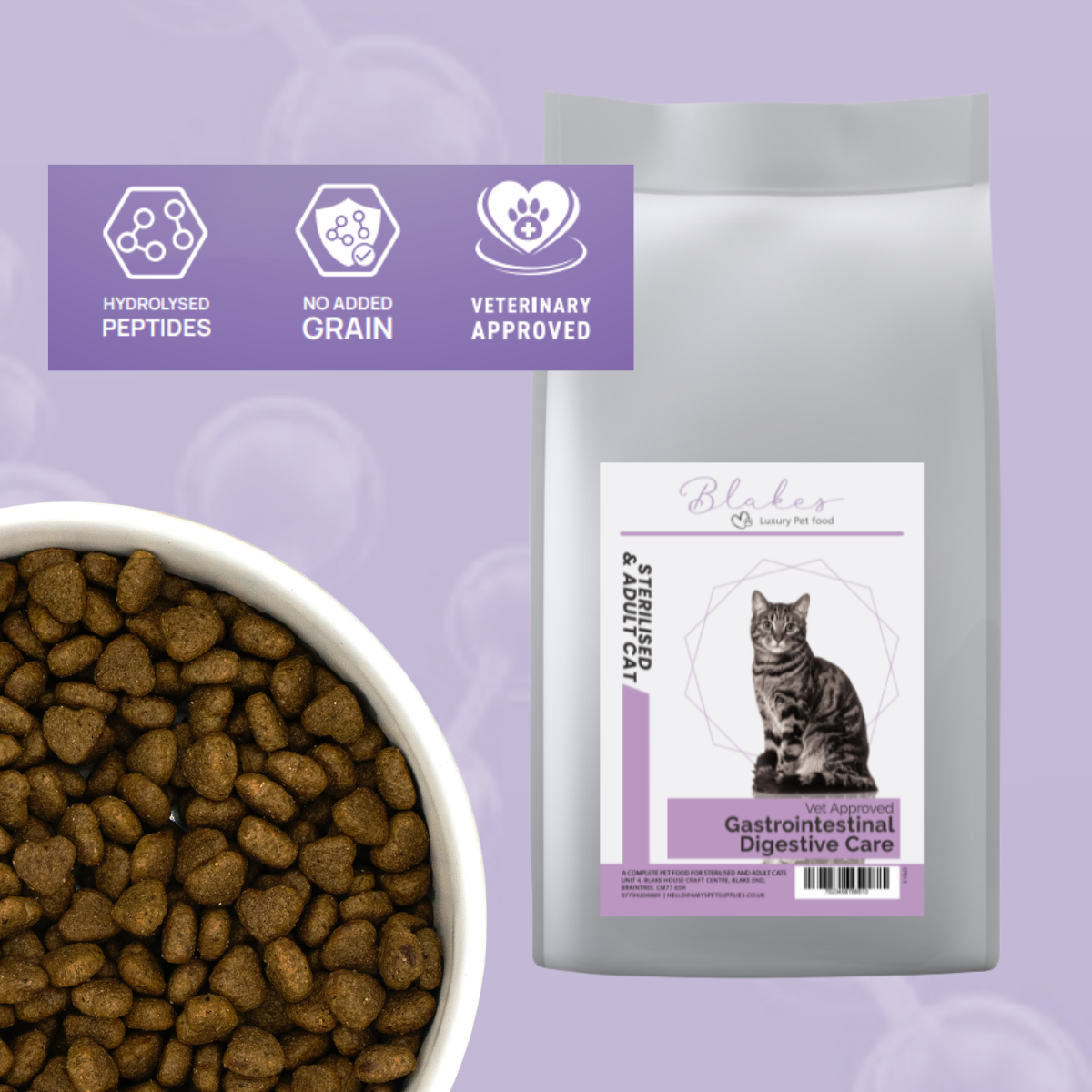 Blake’s Luxury Pet Food Peptide+ Cat Gastrointestinal Digestive Care Hydrolysed Turkey Adult & Sterilised Cat Food