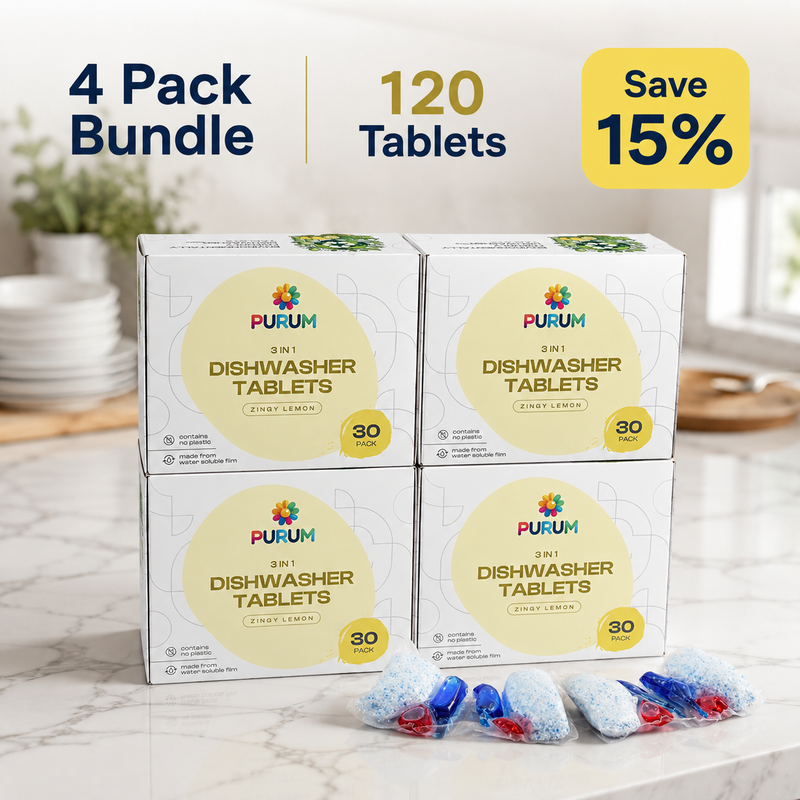 Purum 3-in-1 Dishwasher Tablets Bundle – Lemon – 120 Tablets