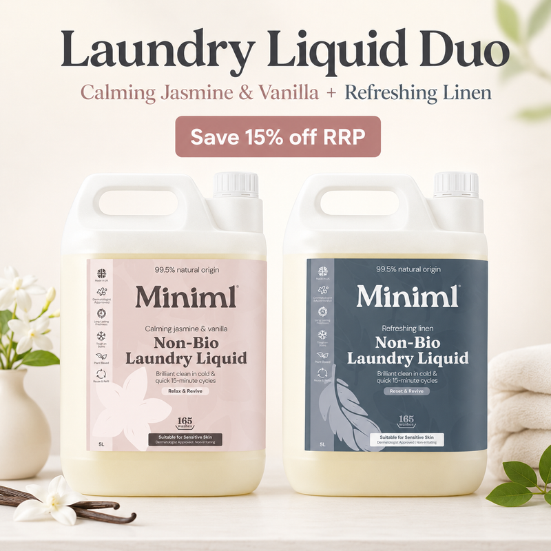 Miniml Laundry Liquid 5L Duo Bundle – Refreshing Linen & Wild Jasmine + Vanilla