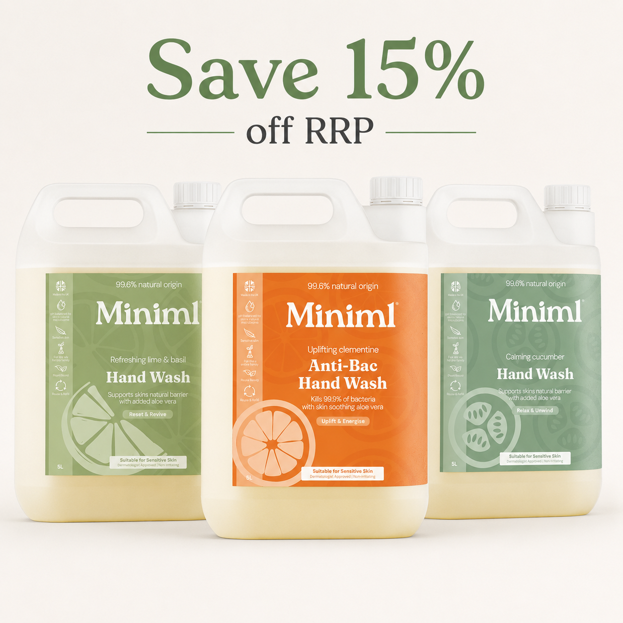 Miniml Hand Soap 5L Try It All Bundle – 3 Fragrances, 15L Total