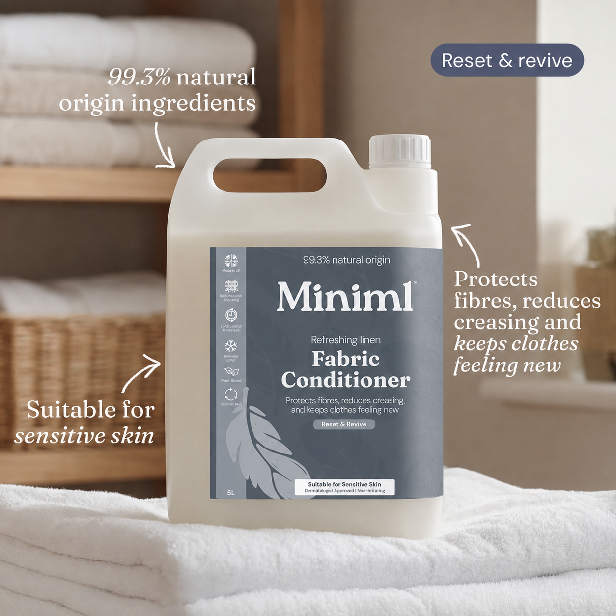 Miniml Refreshing Linen 5L Laundry Bundle – Laundry Liquid & Fabric Conditioner