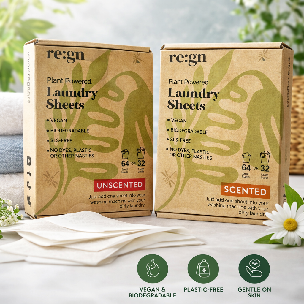 Re:gn Laundry Detergent Sheets | Plastic-Free, Eco-Friendly Washing | 64 Sheets
