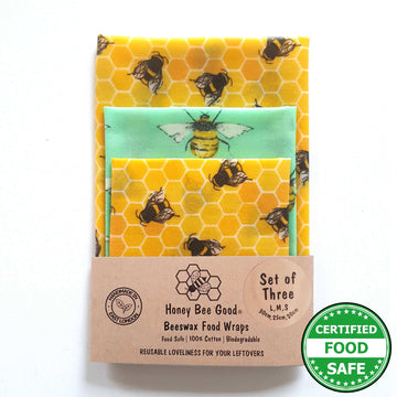 Beeswax Food Wraps Classic Set of 3 | Bee Happy Design