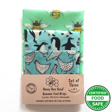 Beeswax Food Wraps Classic Set of 3 | Wings Design