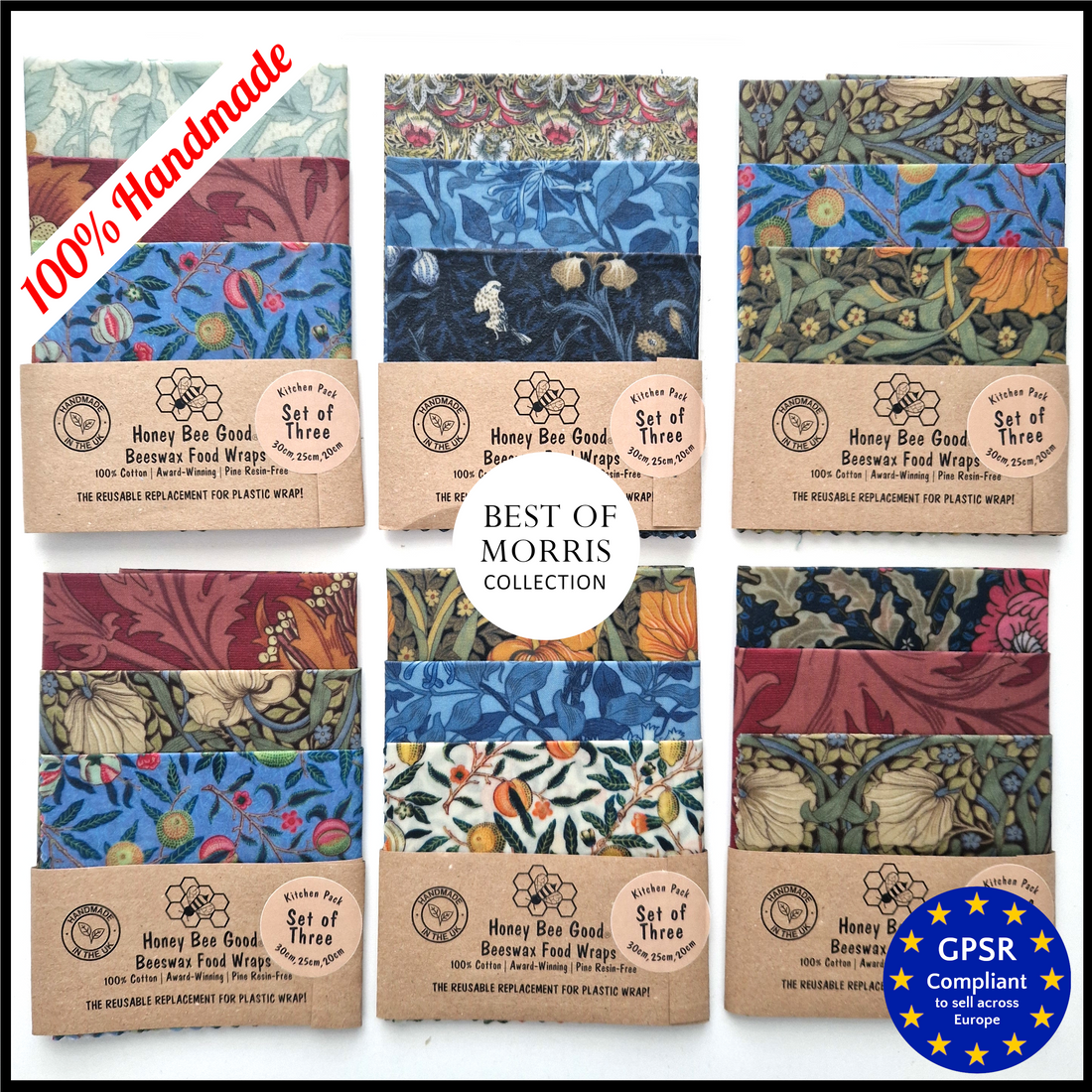 Beeswax Food Wraps Set of 3 | William Morris Designs