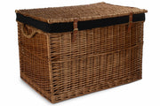 29 Inch Light Steamed Willow Storage Hamper with Black Lining