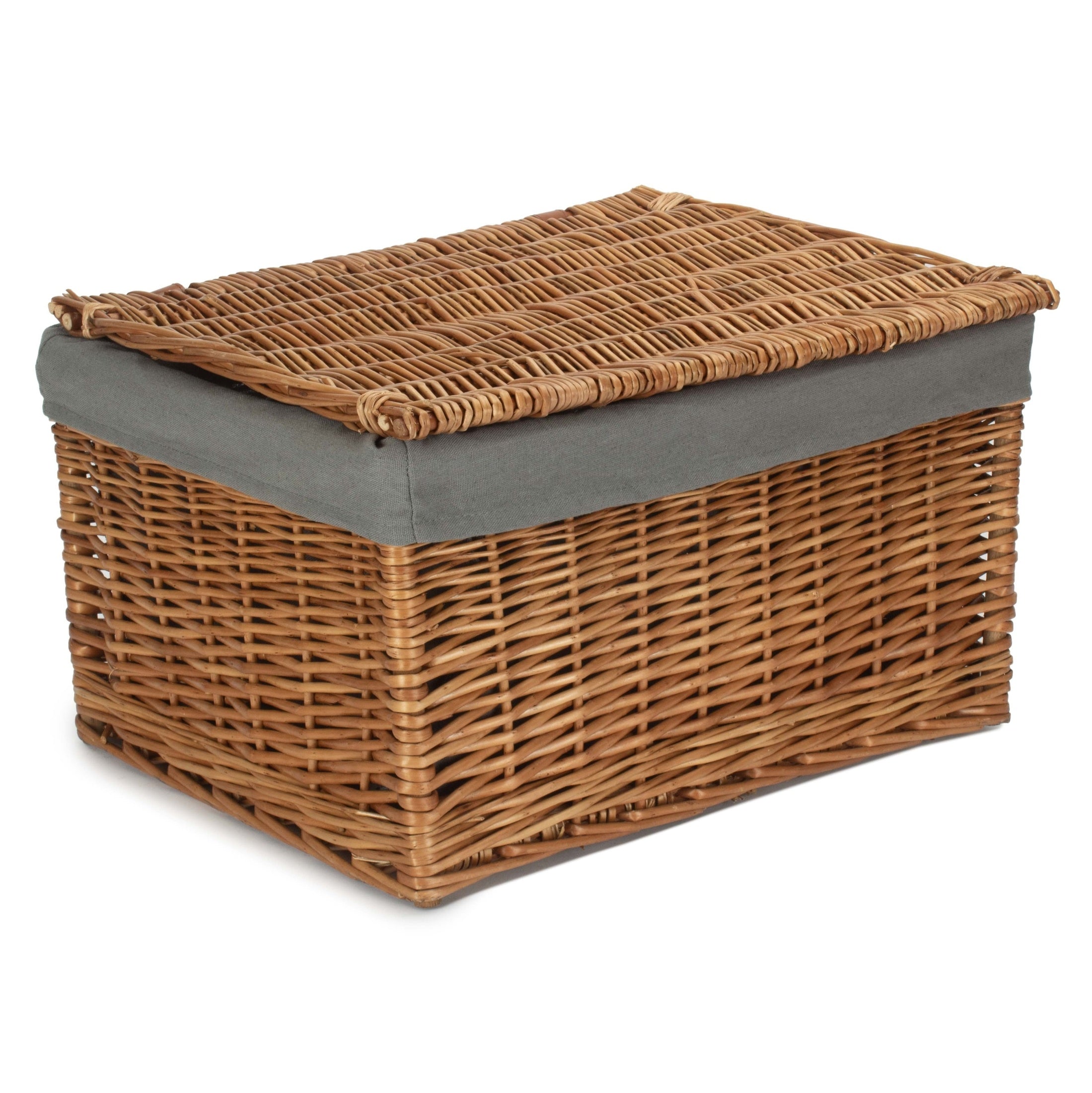 Extra Large Double Steamed Willow Storage Hamper with Grey Sage Lining
