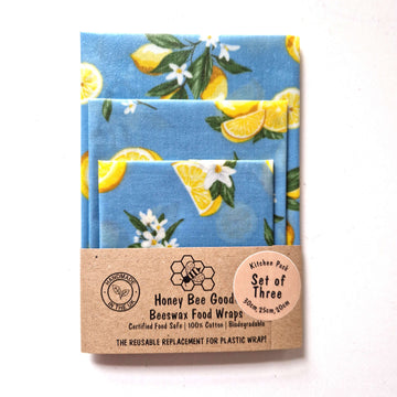 Beeswax Food Wraps Classic Set of 3 | Lemonade Design