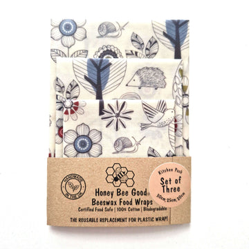 Beeswax Food Wraps Set of 3 – Scandi Design | Certified Food Safe, Handmade UK