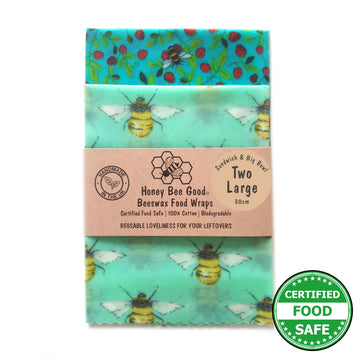 Beeswax Food Wraps Classic Set of 2 Large | Beetastic Design