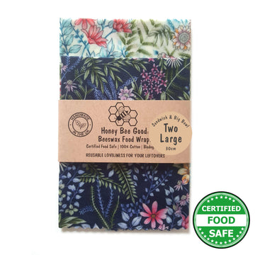 Beeswax Food Wraps Classic Set of 2 Large | Botanical Design
