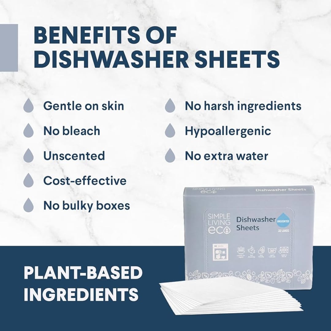 Simple Living Eco Dishwasher Sheets – Pack 32