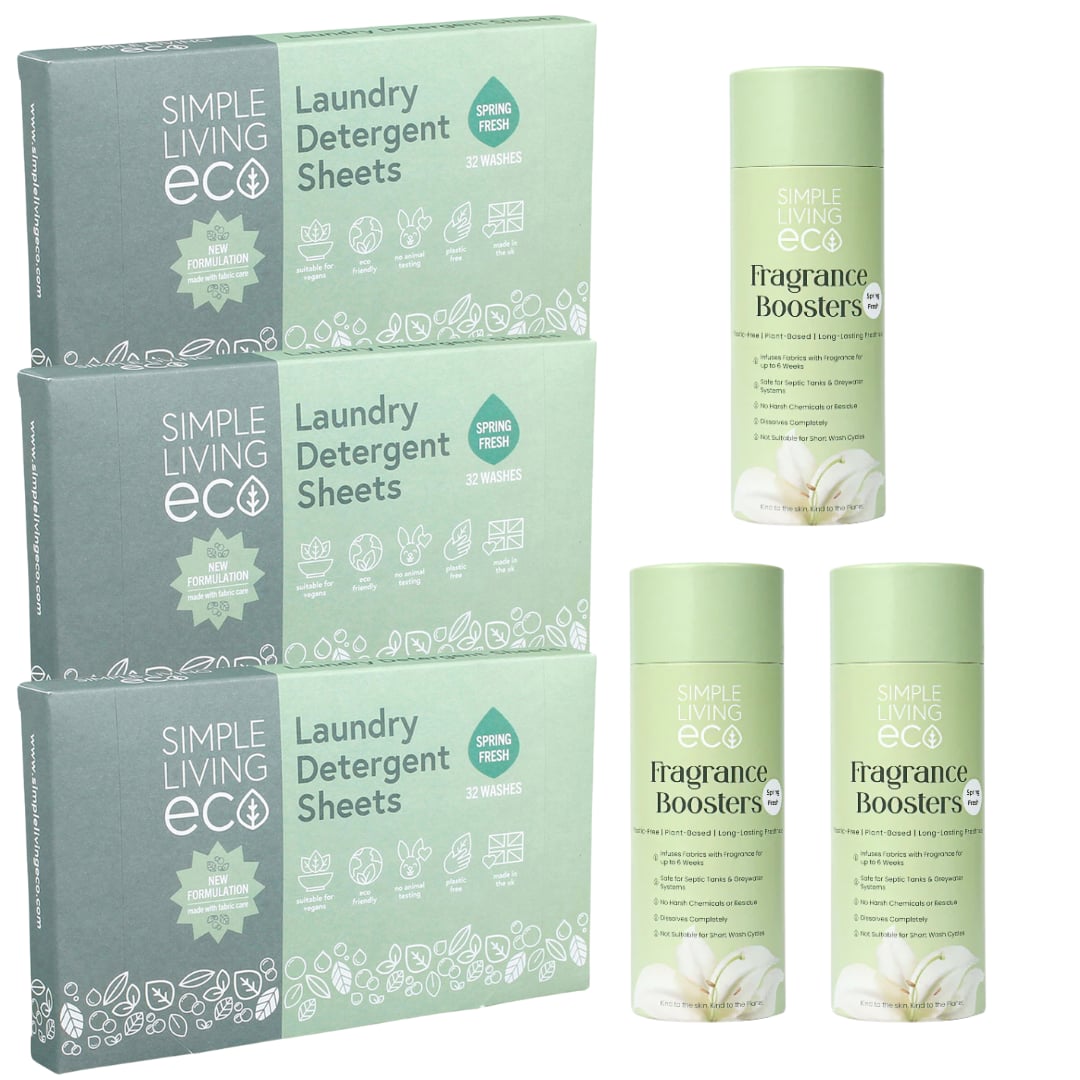 Simple Living Eco Laundry Bundle - 3 Packs of Laundry Sheets & Scent Boosters