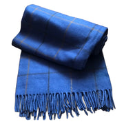 Royal Blue Recycled Wool Blanket in Soft Tartan Check