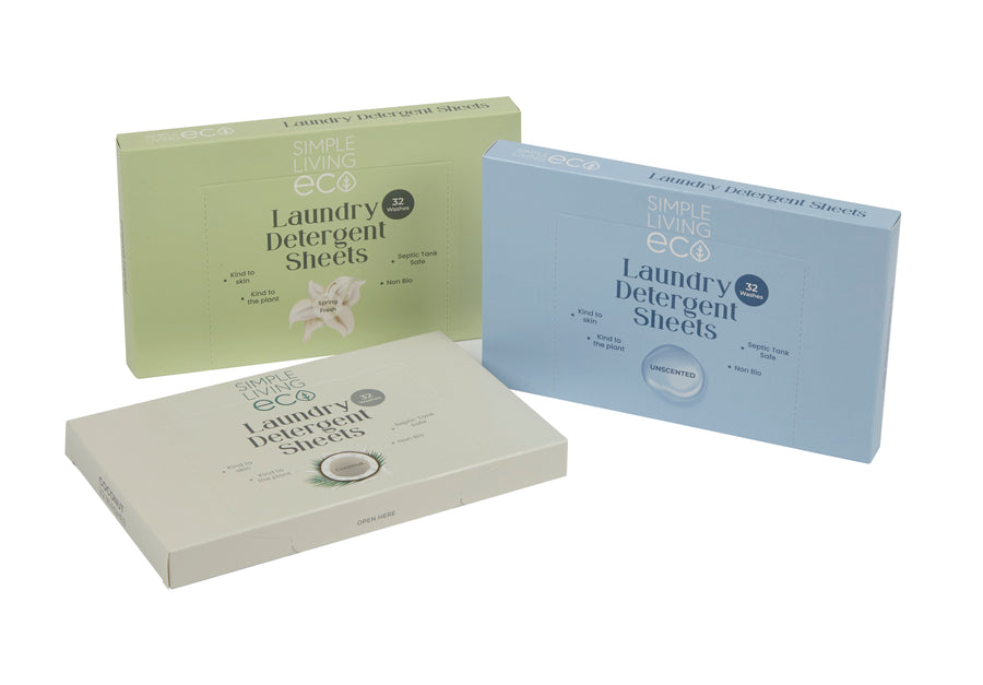 Simple Living Eco Laundry Detergent Sheets | Plastic Free | Made in the UK | 32 Washes